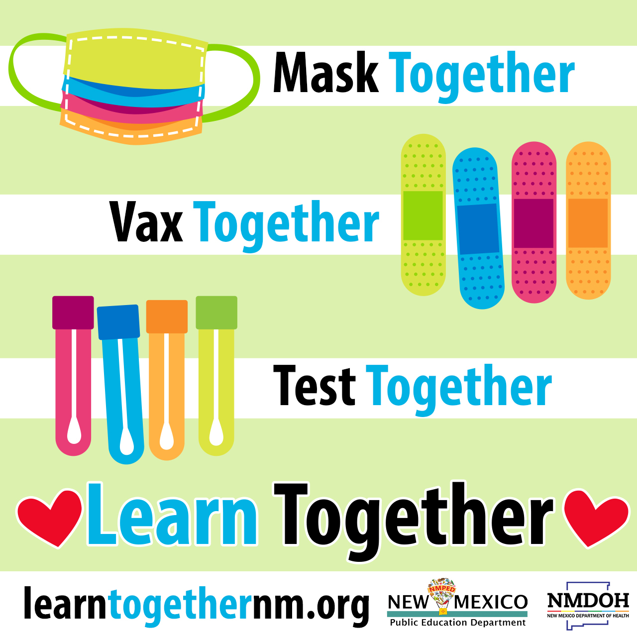downloadable mask vax test together graphic