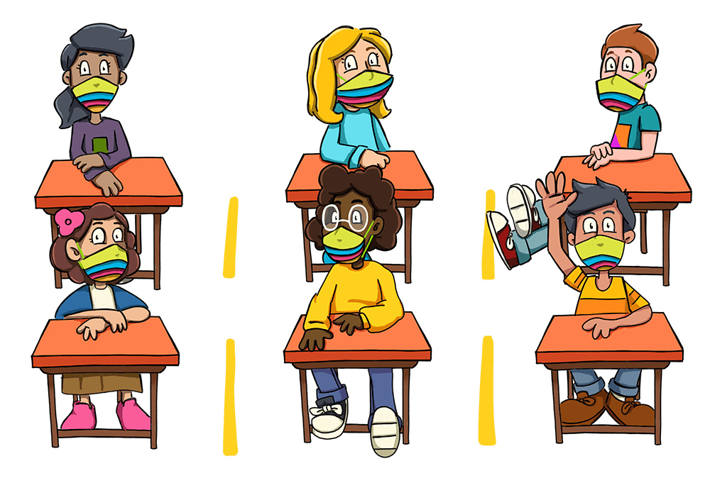 children in classroom illustration